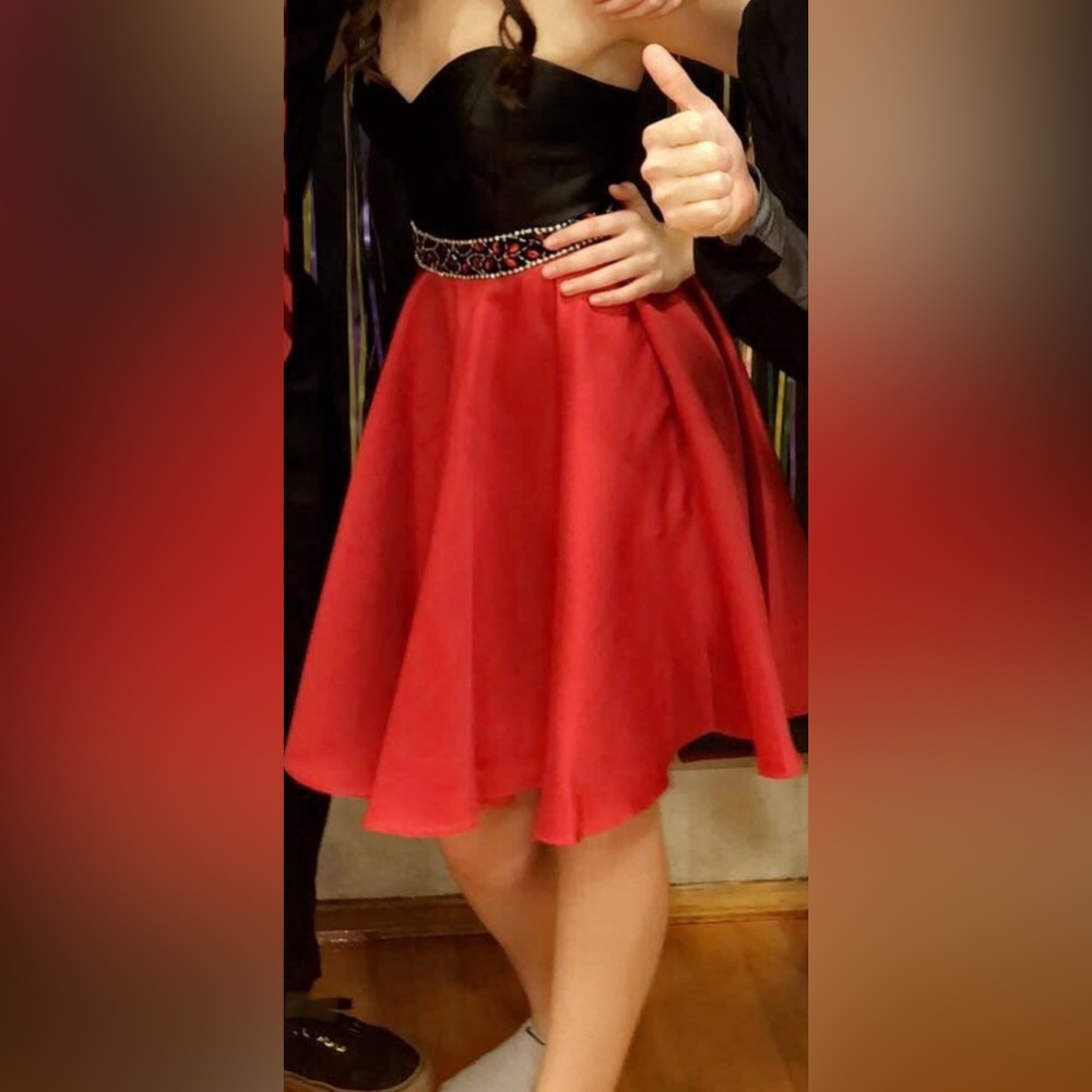 Azaria Bridal Red & Black Strapless Dress